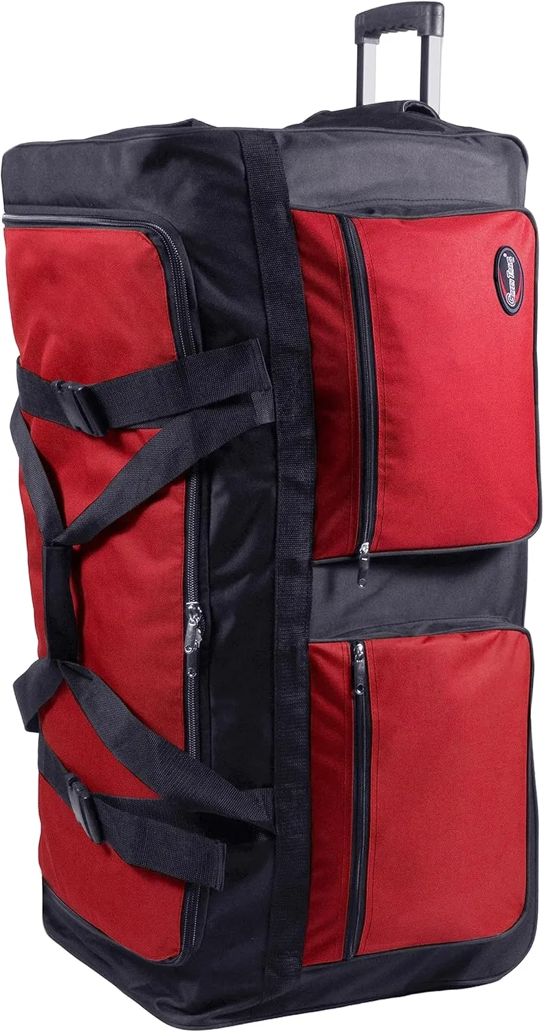30" /36" /40" Rolling Duffle Bag Travel Wheeled Luggage Suitcase (Red, 36 inch)