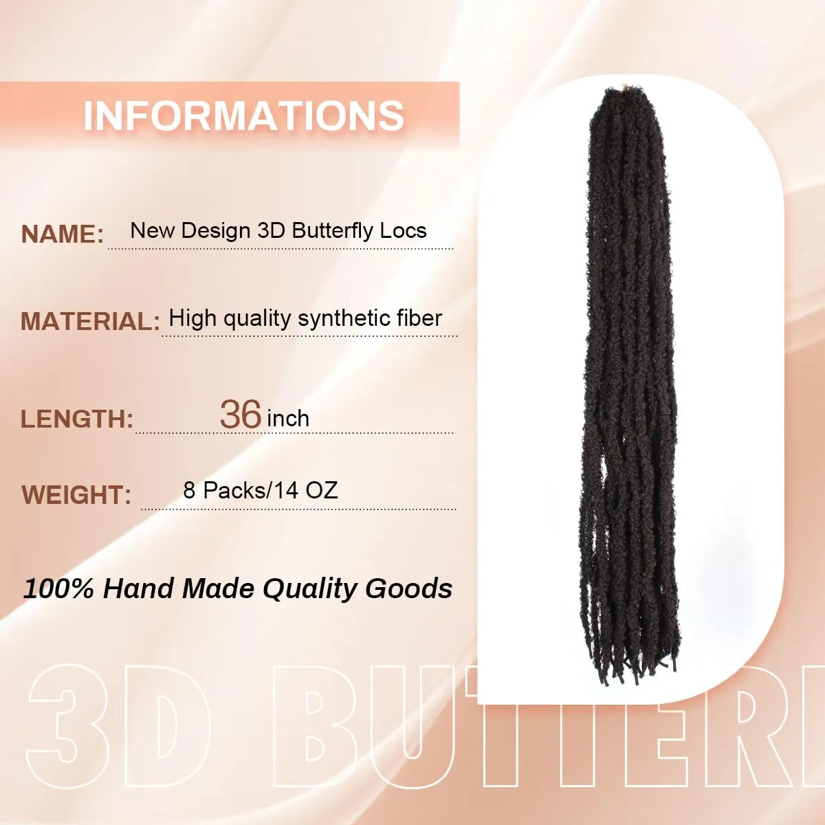 36 Inch Distressed Butterfly Locs Crochet Hair, 8 Packs Pre Looped Thick Distressed Locs Crochet Hair Long Auburn Butterfly Jumbo Loc Light Weight Soft Faux Locs(36Inch - 8Pack, #4