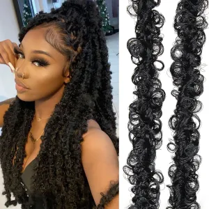 36 Inch Distressed Butterfly Locs Crochet Hair, 8 Packs Pre Looped Thick Distressed Locs Crochet Hair Long Black Butterfly Jumbo Loc Light Weight Soft Faux Locs(36Inch - 8Pack, 1B)
