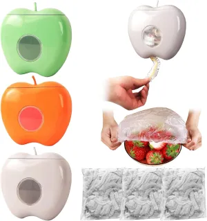3Pcs Plastic Wrap Storage Boxes, Multi-functional Wall-Mounted Food Film Dispenser Fresh Keeping Bag Storage Box with 300Pcs Plastic Wraps Cling Film Storage Box and Cling Film Set