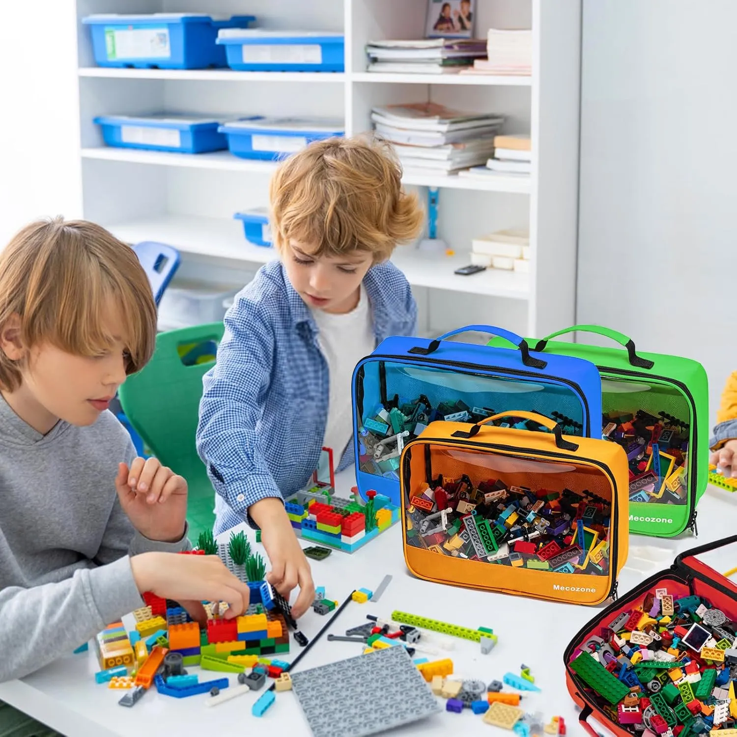 4 PCS Toys Storage Bag, Classic Bricks Building Set Storage Bag, Travel Case for Building Toys, Puzzles, Small Large Size