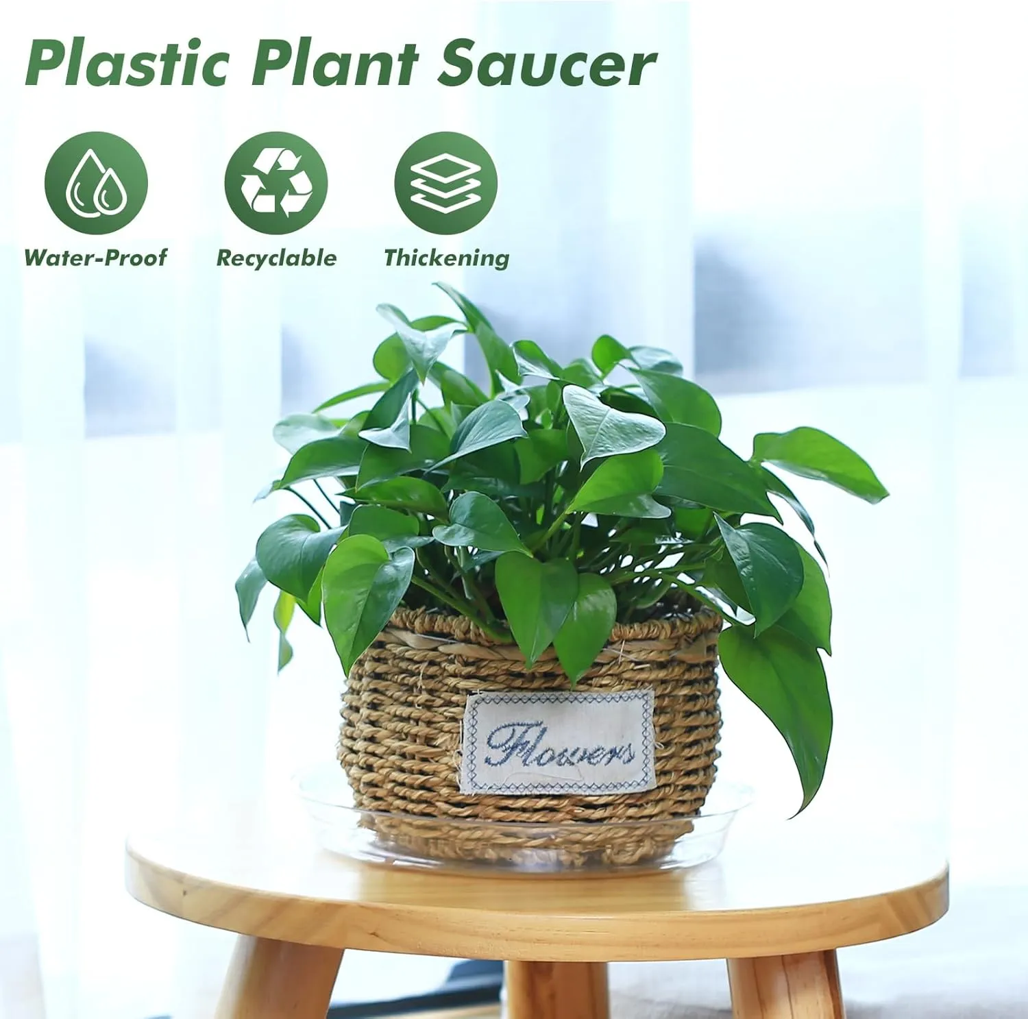 40 Pack 10 Inch Plant Saucer Clear Plant Saucers for Outdoors Plants Drip Trays, Large Pot Saucer No Holes Pot Saucers Planter Trays for Outdoor Plants Bulk Plastic Tray for Flower Pots, Snack Storage