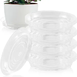 40 Pack 10 Inch Plant Saucer Clear Plant Saucers for Outdoors Plants Drip Trays, Large Pot Saucer No Holes Pot Saucers Planter Trays for Outdoor Plants Bulk Plastic Tray for Flower Pots, Snack Storage