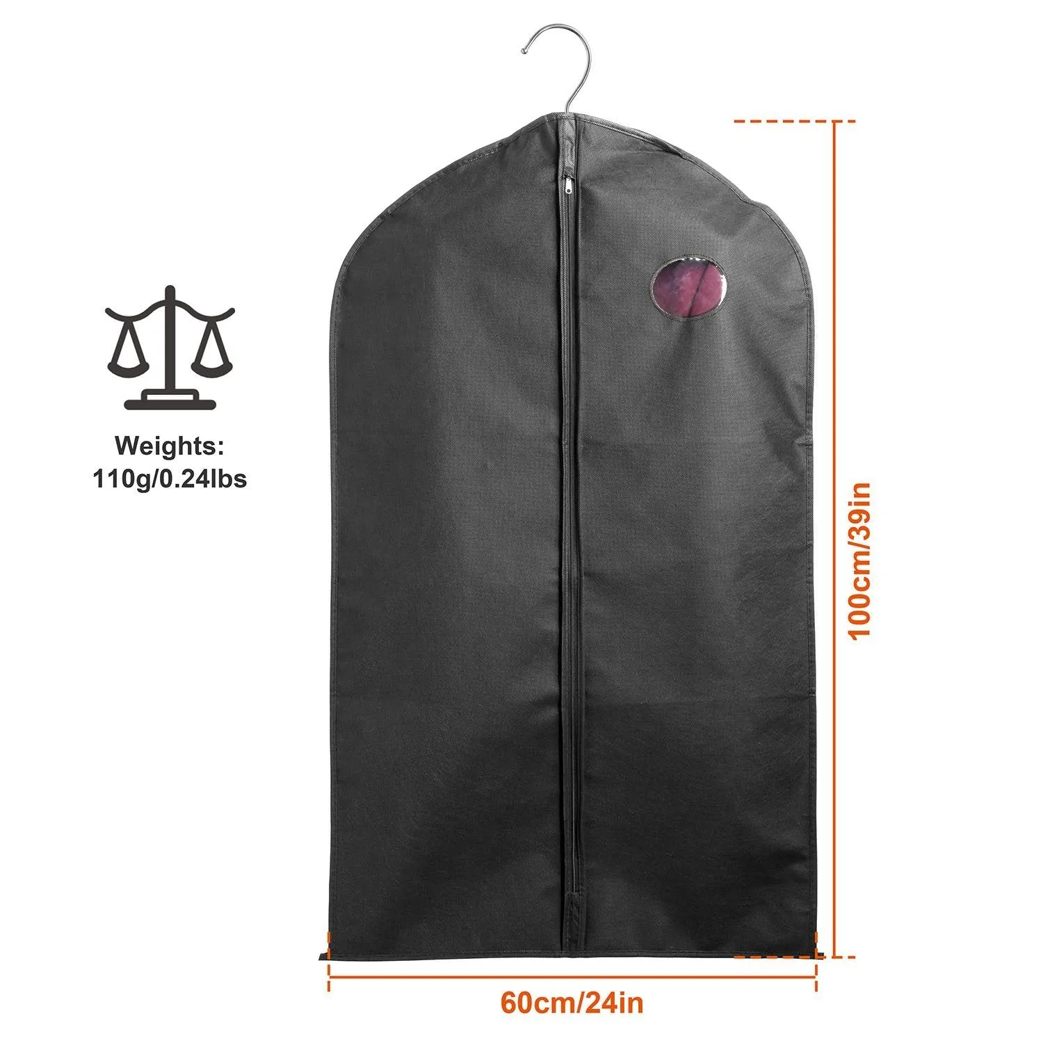 5-Piece: 39" Garment Bags Hanging Suit Bags Covers