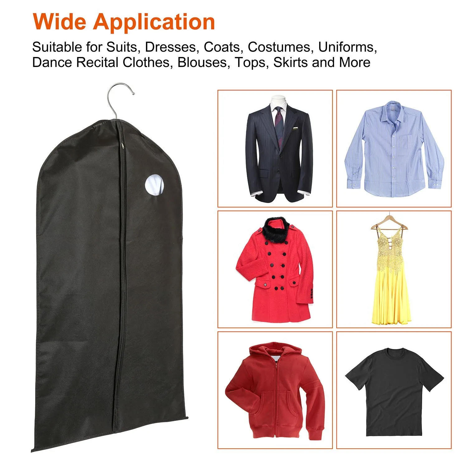 5-Piece: 39" Garment Bags Hanging Suit Bags Covers