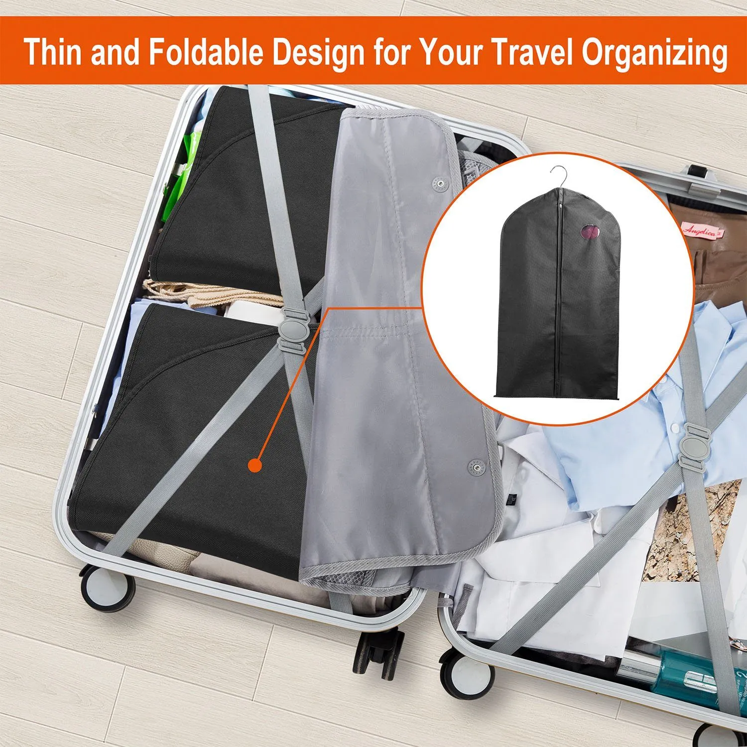 5-Piece: 39" Garment Bags Hanging Suit Bags Covers