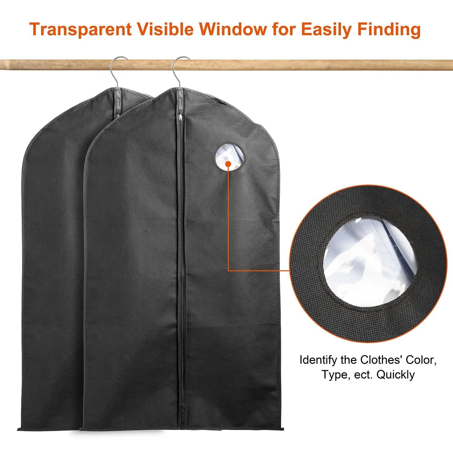 5-Piece: 39" Garment Bags Hanging Suit Bags Covers