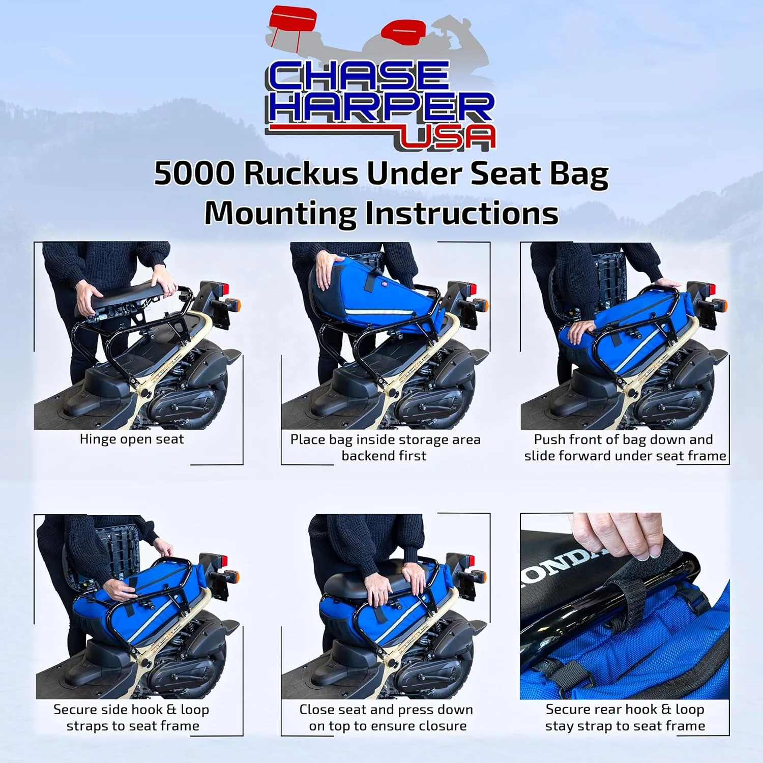 5000 Ruckus Under the Seat Bag - Water-Resistant, Tear-Resistant, Industrial Grade Ballistic Nylon with Hook and Loop Secure Straps, 23 Liters of Storage - Backwoods Camo