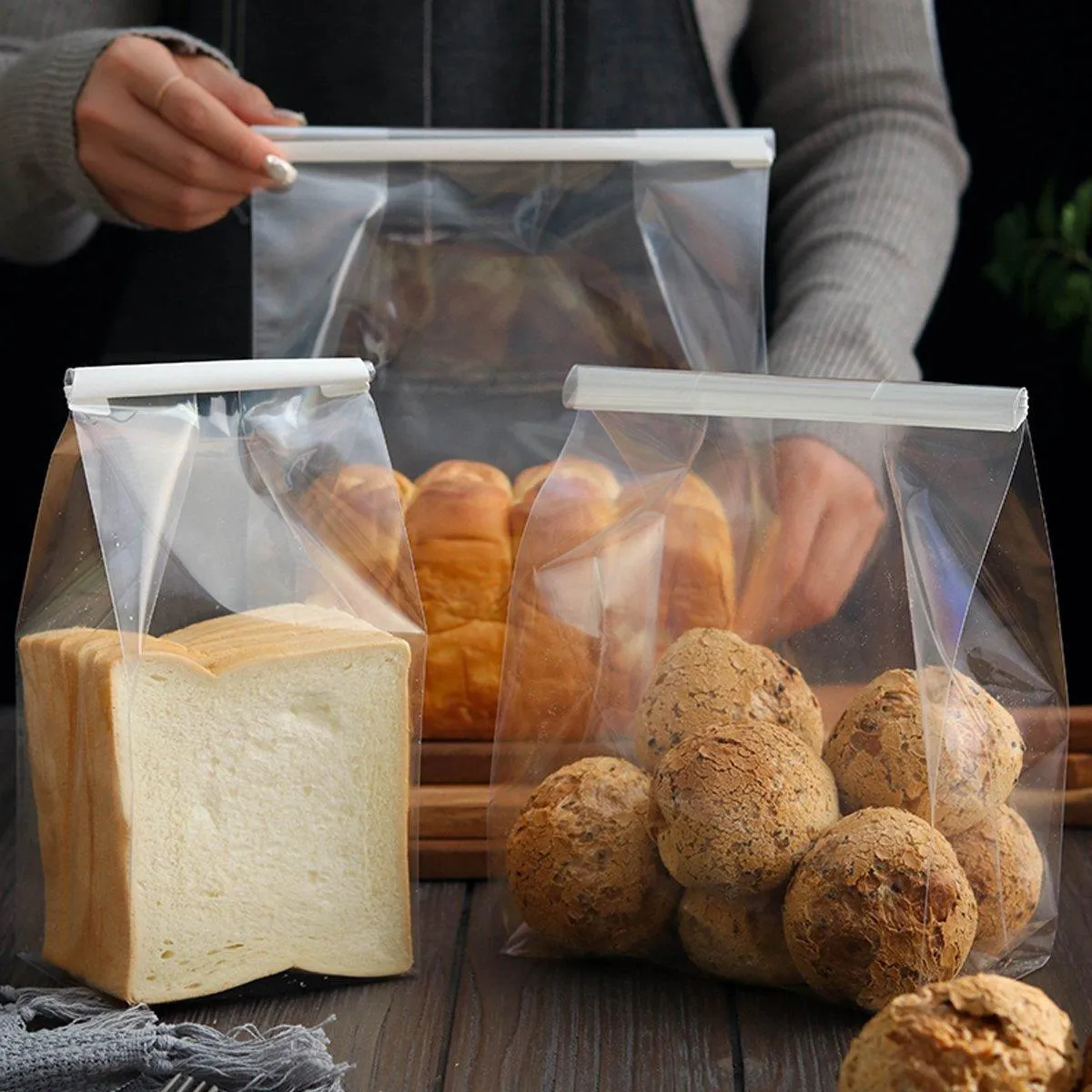 50pcs Resealable Clear Bread Toast Bags Food Storage Airtight Packaging