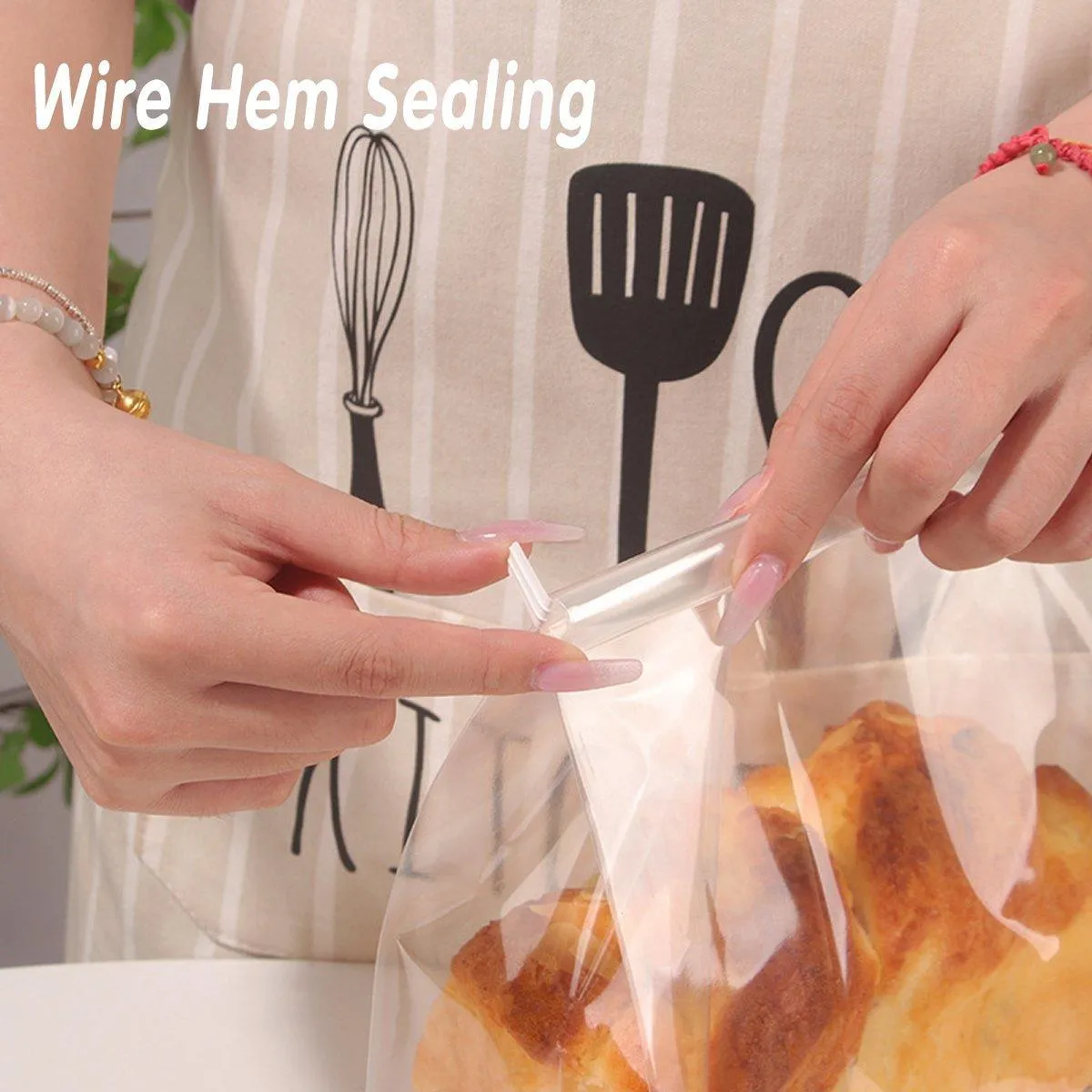 50pcs Resealable Clear Bread Toast Bags Food Storage Airtight Packaging