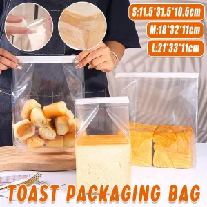 50pcs Resealable Clear Bread Toast Bags Food Storage Airtight Packaging