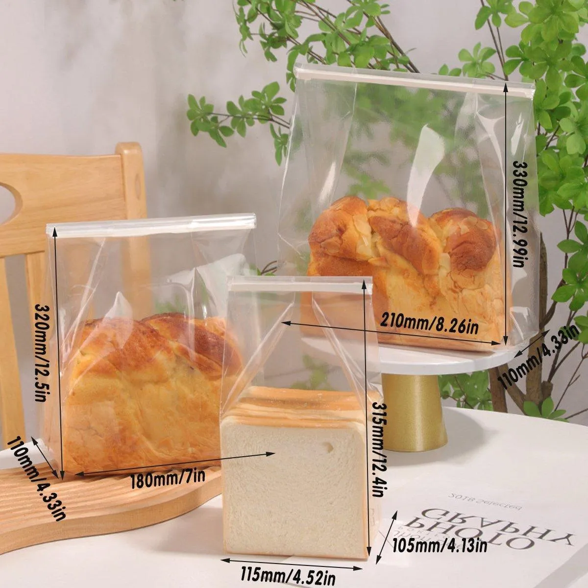 50pcs Resealable Clear Bread Toast Bags Food Storage Airtight Packaging