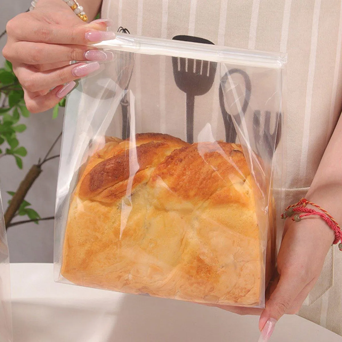 50pcs Resealable Clear Bread Toast Bags Food Storage Airtight Packaging