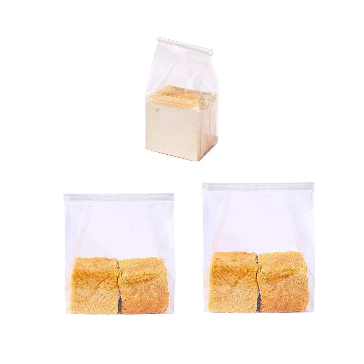 50pcs Resealable Clear Bread Toast Bags Food Storage Airtight Packaging