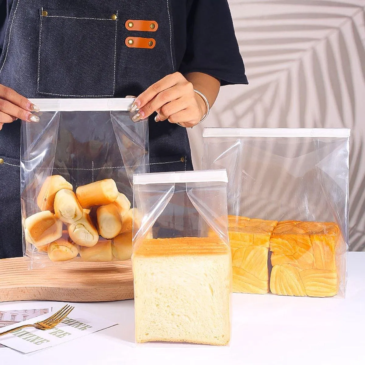 50pcs Resealable Clear Bread Toast Bags Food Storage Airtight Packaging
