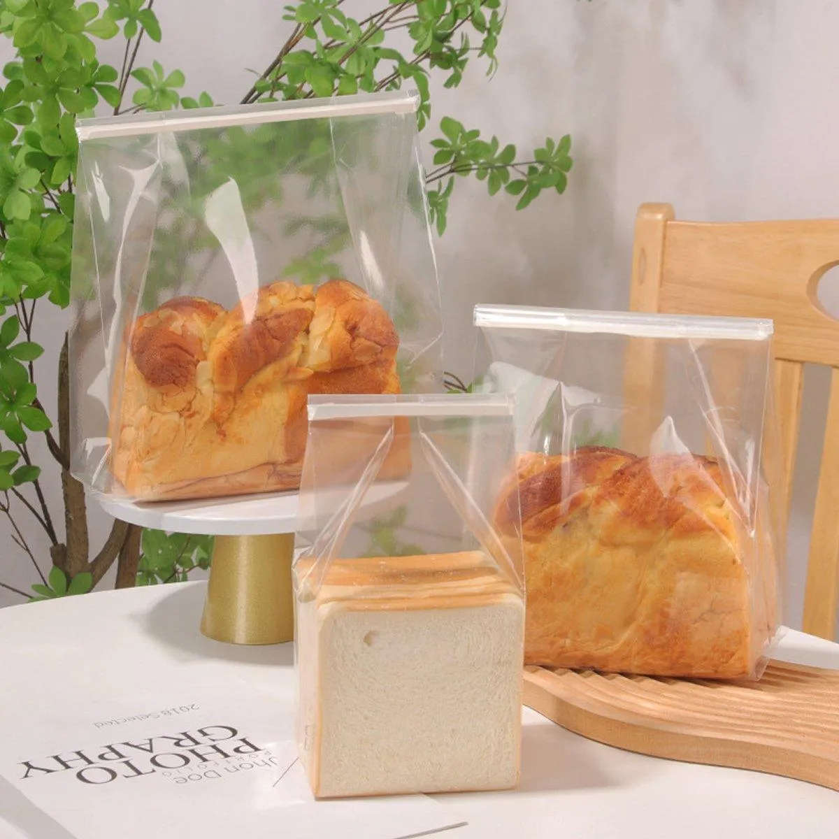 50pcs Resealable Clear Bread Toast Bags Food Storage Airtight Packaging
