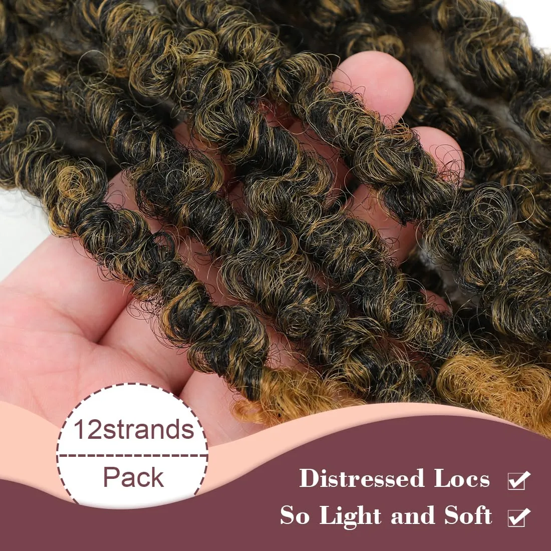6 Packs Butterfly Locs Crochet Hair 24 inch Distressed Long Butterfly Crochet Hair Locs Handmade Pre-looped Soft Locs For Black Women(24inch,T27)