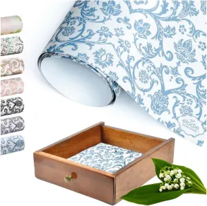 6 Scented Drawer Liners for Closet Shelves, Home Essentials, Cabinets, Dresser - Non-Adhesive Royal Damask Print Paper Sheets - 14" x 19.5" Drawer Liner Shelf Paper