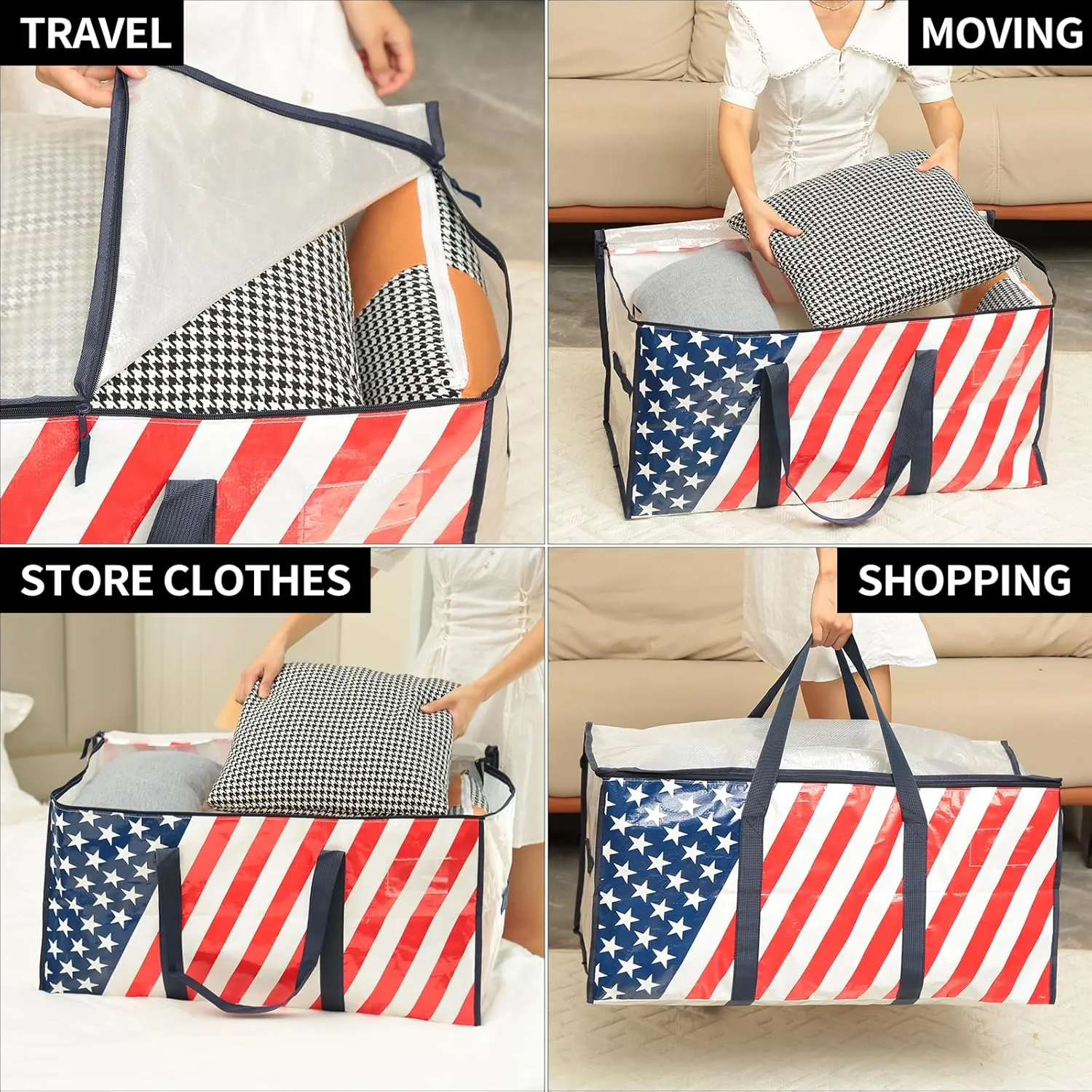 7 Pack Extra Large Heavy Duty Moving Bags - Waterproof Storage Bags With Zipper And Handles,Backpack Straps Strong Tote Bags For Clothes,Alternative To Moving Box, Handbags