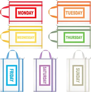 7 Pack Packing Cubes for Kids and Baby Days of Week Packing Cubes with Labels Clear Zippered Storage Bag for Kids Travel