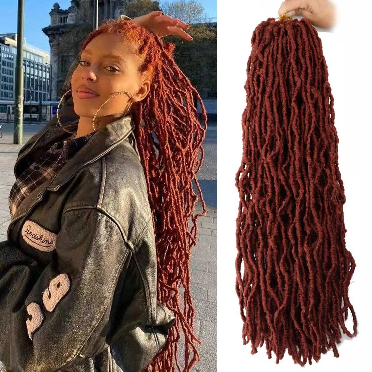 7 Packs 24 Inch Soft Locs Crochet Hair Pre Looped Curly Wavy Faux Loc Crochet Braids for Natural Butterfly Locs Crochet Hair for Black Women (24 inch(pack of 7), 350#)