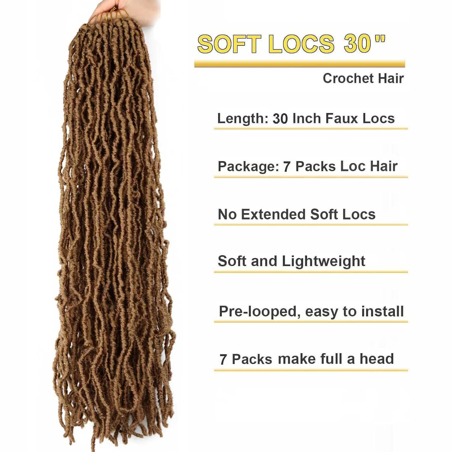 7 Packs Faux Locs Crochet Hair 30 Inch Soft Locs for Distressed Locs Butterfly Locs Crochet Hair for Women (30 Inch(Pack of 7) 27#)