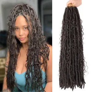 8 Packs Goddess Locs Crochet Hair Bohemian Locs Crochet Braids 24 Inch Boho Crochet Faux Locs with Curly Crochet Hair for Black Women (4#, 24 Inch(Pack of 8))