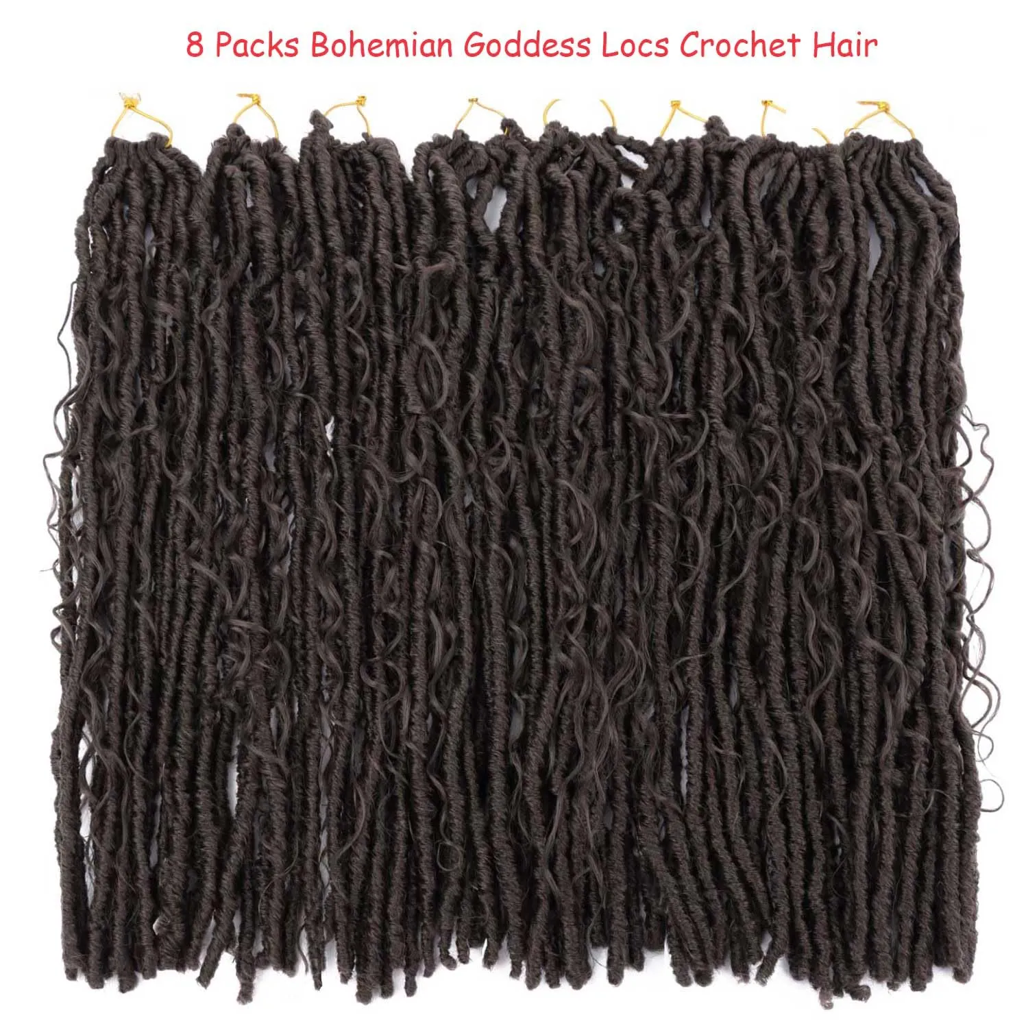 8 Packs Goddess Locs Crochet Hair Bohemian Locs Crochet Braids 24 Inch Boho Crochet Faux Locs with Curly Crochet Hair for Black Women (4#, 24 Inch(Pack of 8))