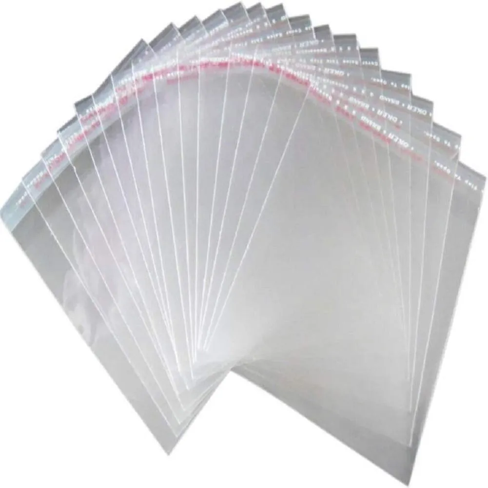 9X10 Inches: Transparent Plastic Packing Bags Adhesive Plastic Poly Bag