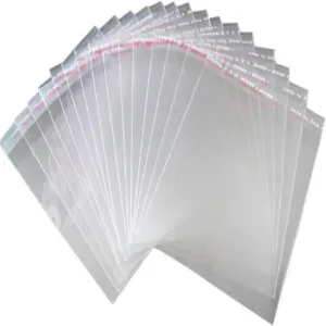 9X10 Inches: Transparent Plastic Packing Bags Adhesive Plastic Poly Bag