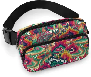 Abstract Colorful Psychedelic Pattern Unisex Fashion Fanny Pack Crossbody Bag Suitable for Traveling, Hiking, Daily Life, 20x13cm, style-35-3