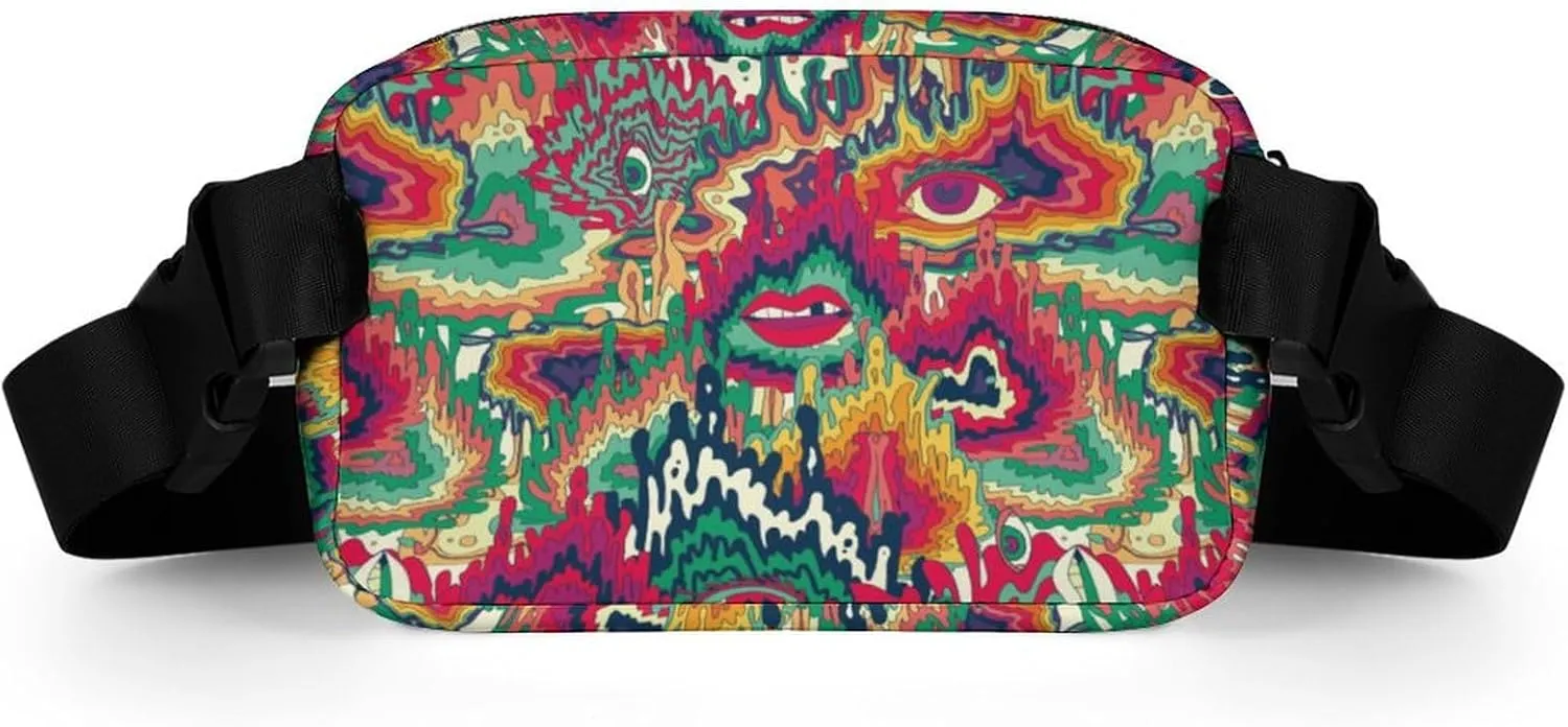 Abstract Colorful Psychedelic Pattern Unisex Fashion Fanny Pack Crossbody Bag Suitable for Traveling, Hiking, Daily Life, 20x13cm, style-35-3
