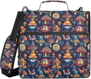Acid Buddha Zipper Binder 3 Ring 1.5 Inch Binder Organizer Bag 500 Sheets Capacity Multi-Pocket with Shoulder Strap for School Office