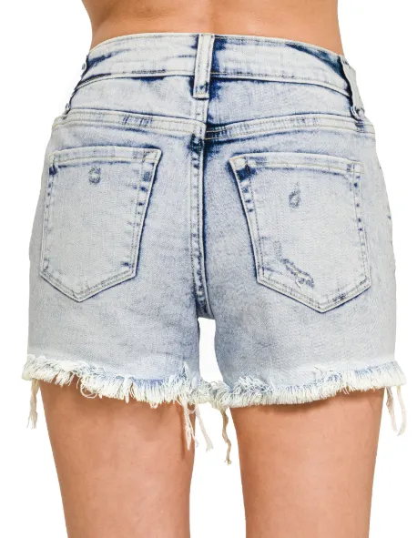 Acid Wash Denim Shorts