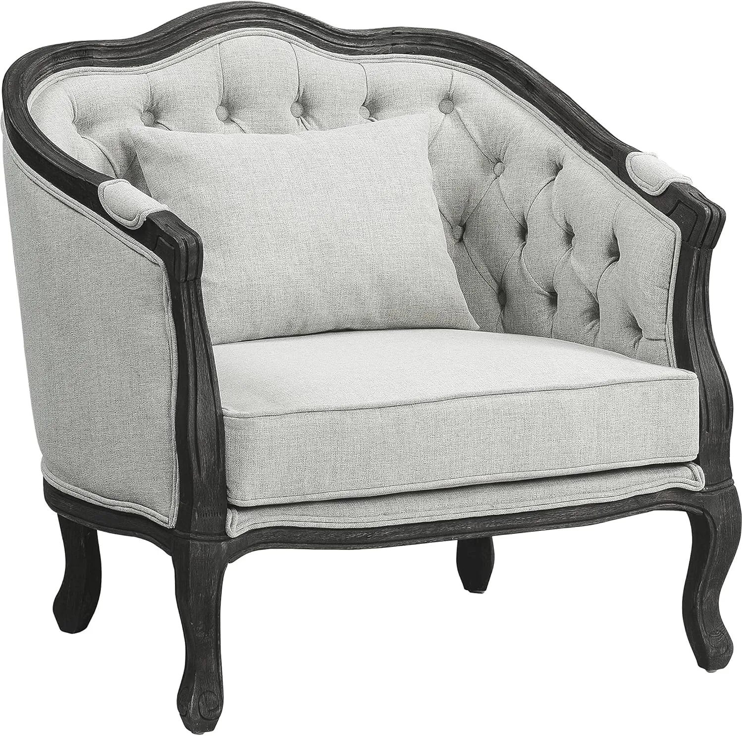 Acme Furniture Upholstered Chair with Button-Tufted Back, Gray and Dark Brown
