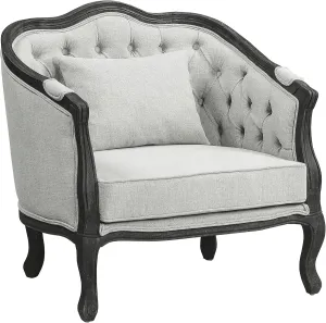 Acme Furniture Upholstered Chair with Button-Tufted Back, Gray and Dark Brown