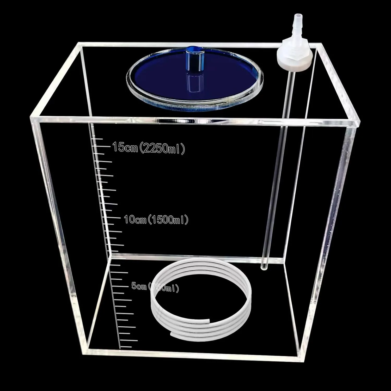 Acryli Made dosing Container, Liquid srorage Bucket, Aquarium Air Pump Accessories，dosing Pump Liquid containers,Reservoir (2.5L/0.66gal Blue lid)