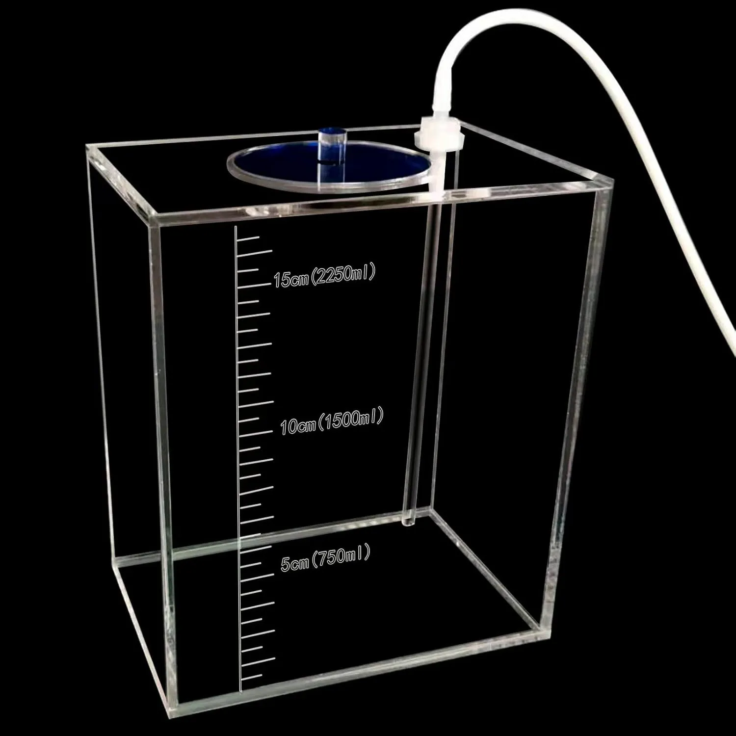 Acryli Made dosing Container, Liquid srorage Bucket, Aquarium Air Pump Accessories，dosing Pump Liquid containers,Reservoir (2.5L/0.66gal Blue lid)