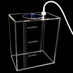 Acryli Made dosing Container, Liquid srorage Bucket, Aquarium Air Pump Accessories，dosing Pump Liquid containers,Reservoir (2.5L/0.66gal Blue lid)
