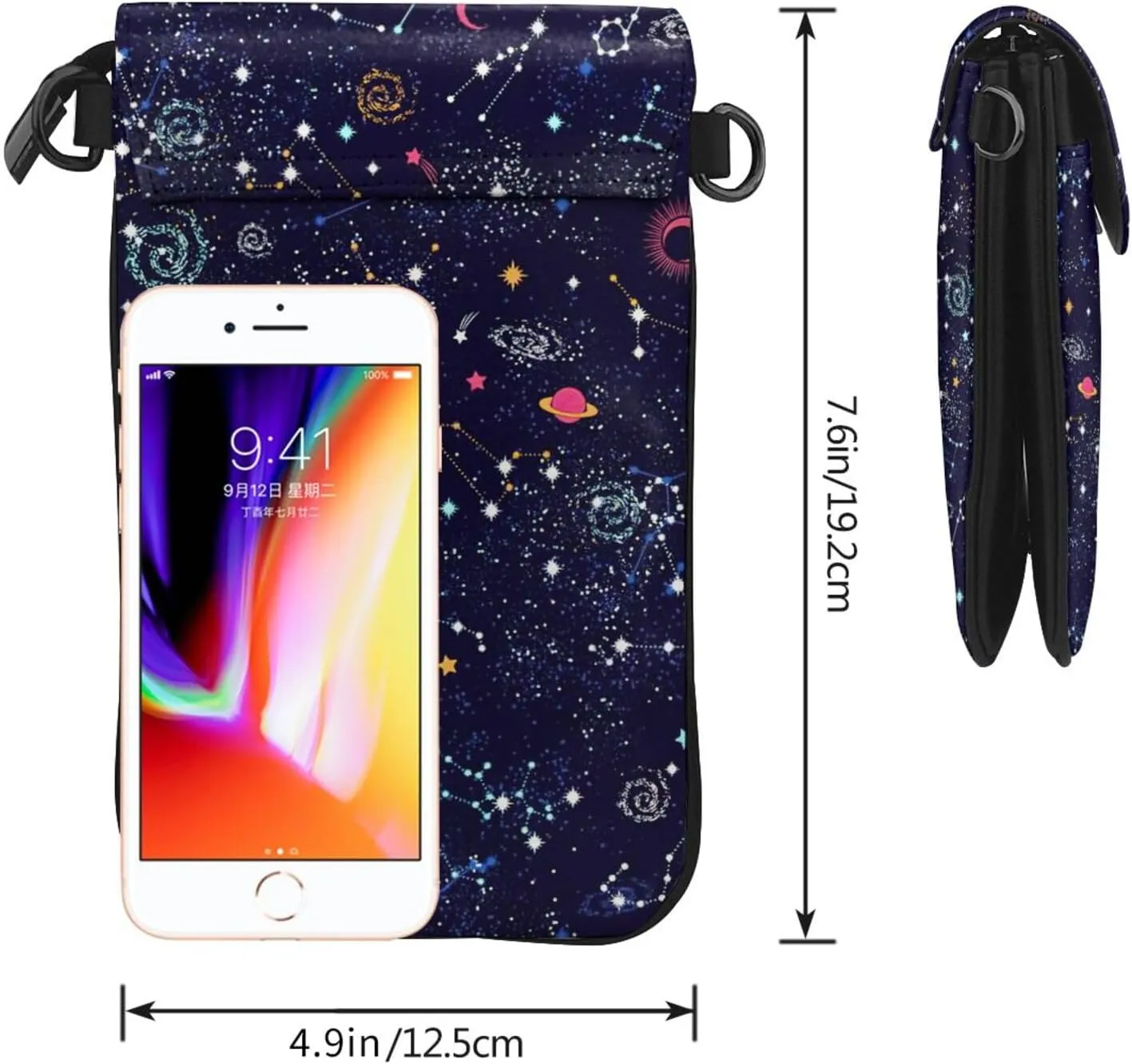 Adjustable Shoulder Strap Print Crossbody Leather Cell Phone Purse with Credit Card Slots