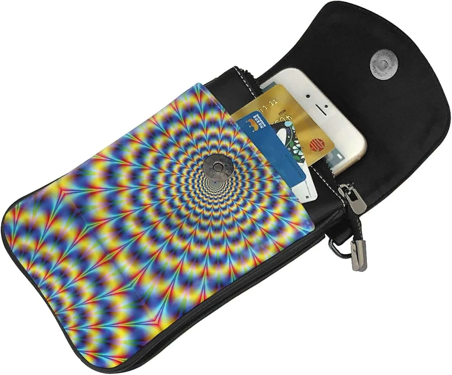Adjustable Shoulder Strap Print Crossbody Leather Cell Phone Purse with Credit Card Slots