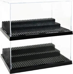 AELS 3-Level Acrylic Display Case, Set of 2, Dustproof Showcase for Collection Bricks Blocks Toys Models Minifigures Building, Clear, Removable