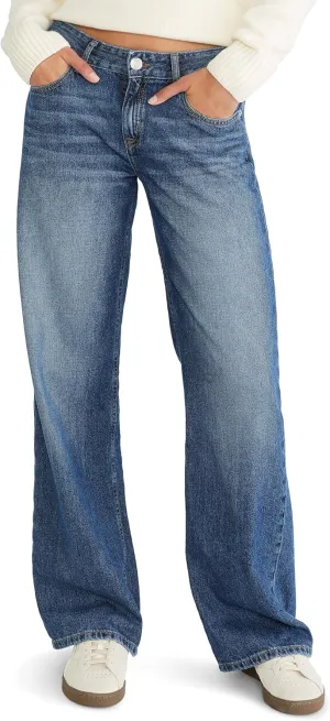 AEROPOSTALE Women's Baggy Wide Leg Dark Wash Clean Jean
