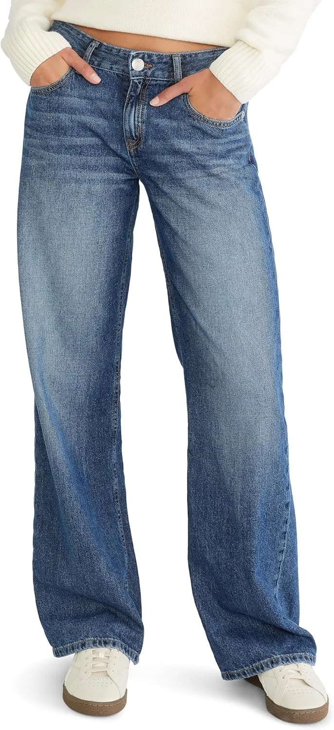 AEROPOSTALE Women's Baggy Wide Leg Dark Wash Clean Jean