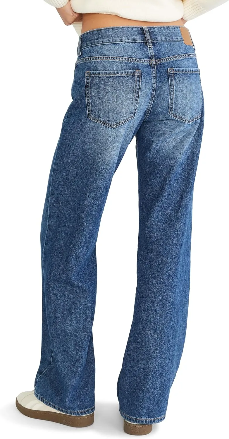 AEROPOSTALE Women's Baggy Wide Leg Dark Wash Clean Jean