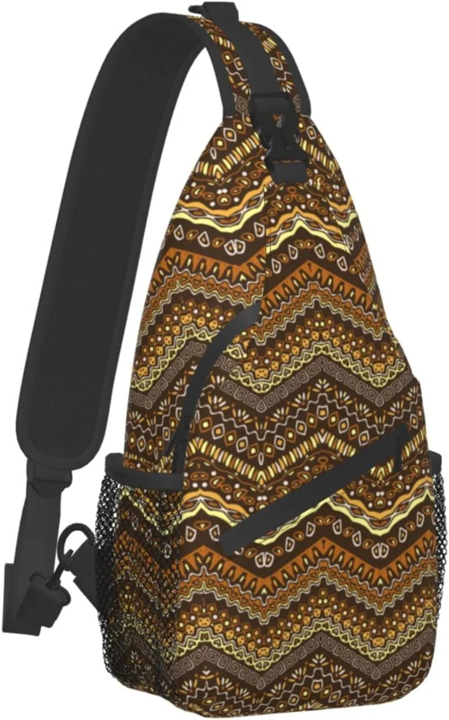 African Sling Bag Crossbody Chest Daypack Casual Backpack African Art Shoulder Bag For Travel Hiking Sport Outdoor