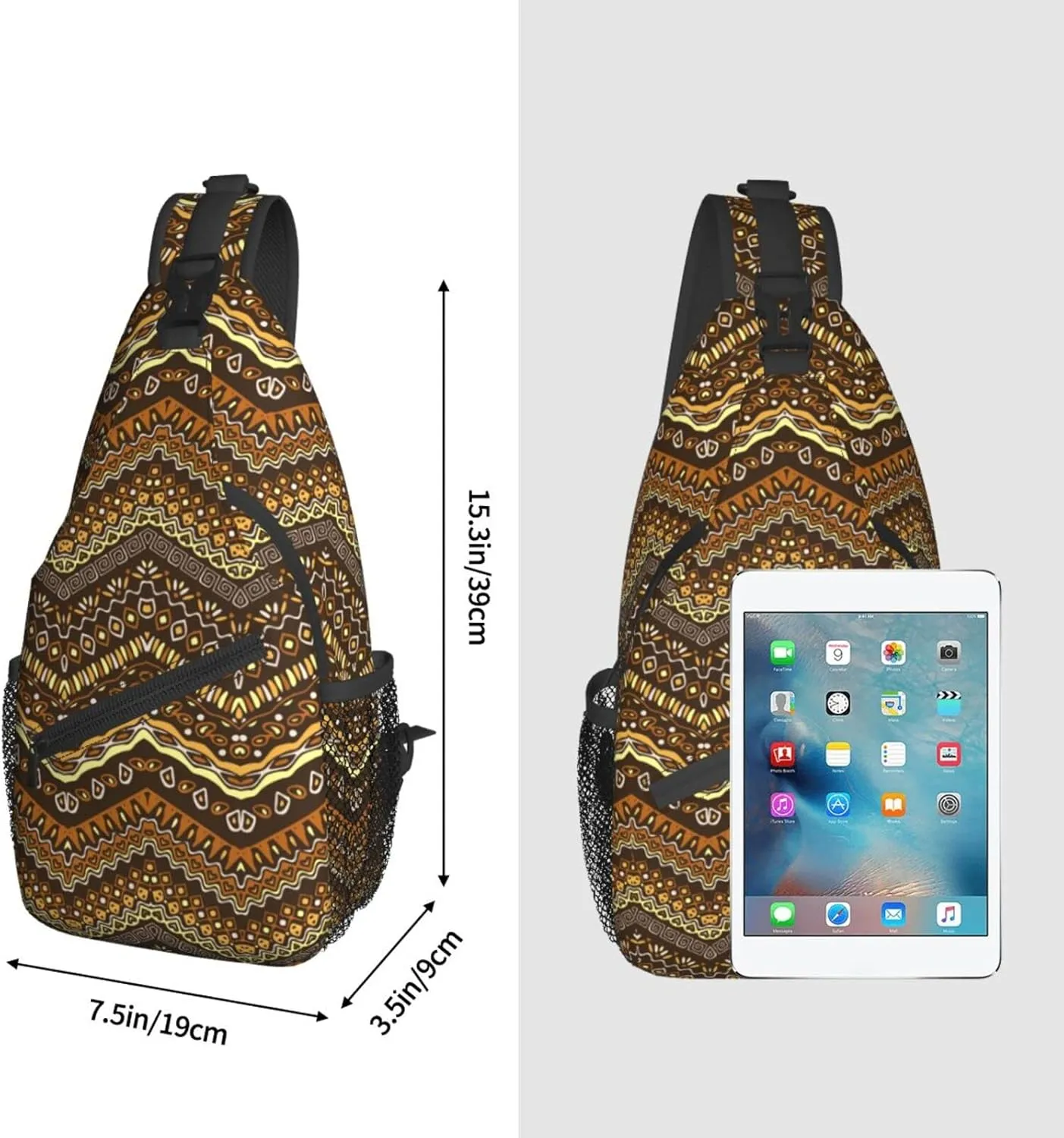 African Sling Bag Crossbody Chest Daypack Casual Backpack African Art Shoulder Bag For Travel Hiking Sport Outdoor