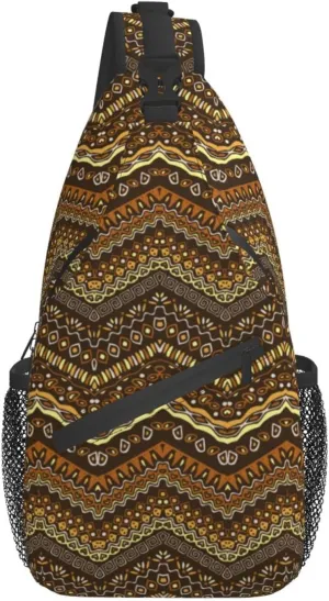 African Sling Bag Crossbody Chest Daypack Casual Backpack African Art Shoulder Bag For Travel Hiking Sport Outdoor