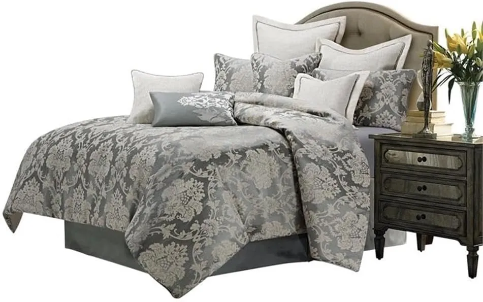 Aico Amini Cambria 10 pc King Comforter Set in Mineral