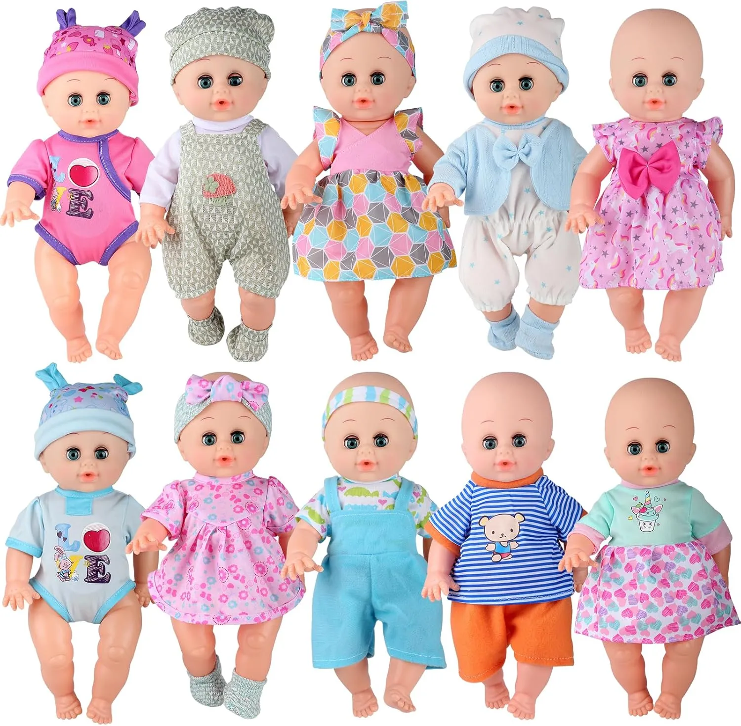 AIive Baby Doll Clothes Accessories-10 Sets for 11-12-13 Inch Doll, Clothes Dress Newborn Reborn Baby Doll Costumes Outfits, Children Toy Birthday for Kids (for 11-13'' Doll)
